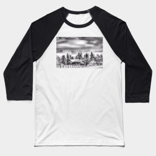 First Snow - Black And White Baseball T-Shirt